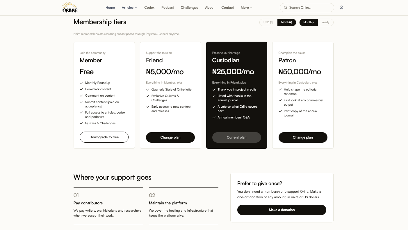Oriire platform — long-form article